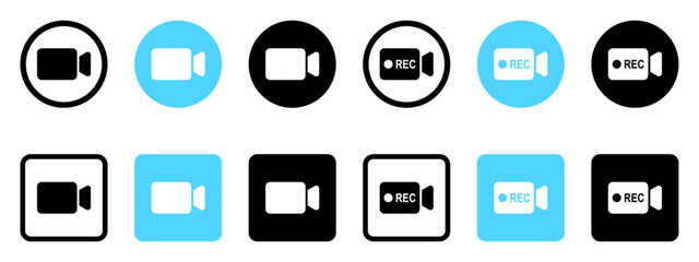 video camera icon vector recording icon film cinema symbol reel play media camcorder video call mult