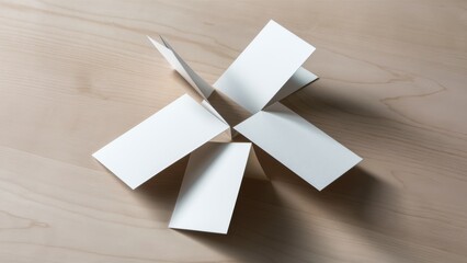 Poster - A white paper folded into a star shape on top of wood, AI