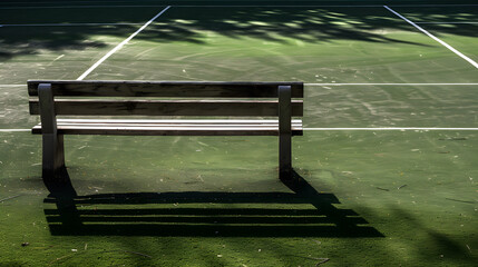 Wall Mural - A bench on a tennis court