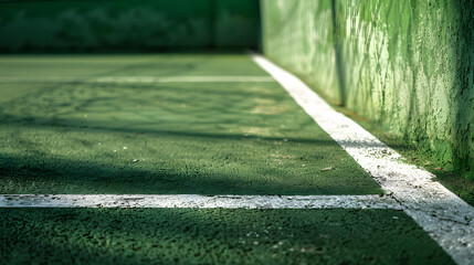 Wall Mural - A tennis court with a white line on the ground