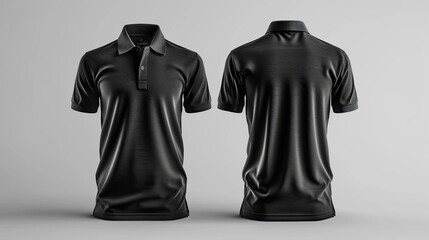 Black Polo Shirt Mockup. polo t-shirt for graphic design mock up. Men black polo shirt front and back view. AI generated image