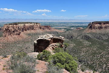 Wall Mural - Scenic view in Colorado National Monument on clear sunny summer day with city of Fruita, Colorado visible in background.