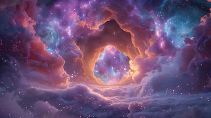 Wall Mural - A space scene with a large hole in the ground and a river flowing through it