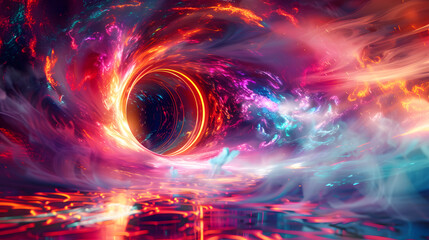 Wall Mural - A colorful tunnel with a yellow path leading through it