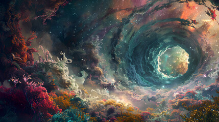 Wall Mural - A colorful swirl of clouds in the sky