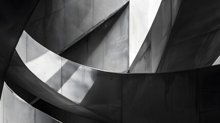 Wall Mural - The image is a black and white photo of a building with a lot of concrete