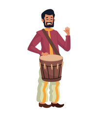 Sticker - hindu man with drum in navratri festival