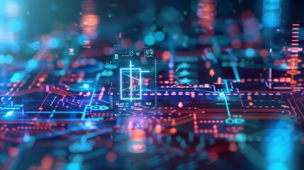 Poster - A dynamic representation of fintech with digital graphs, currency symbols, and circuit patterns, illustrating modern financial technology.