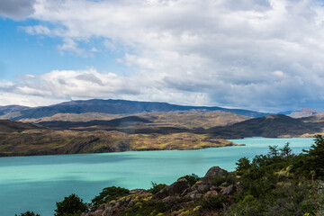 An impressive mountain landscape in Torres Del Paine national park, along lake Nordenkjold, in Patagonia, Chile.