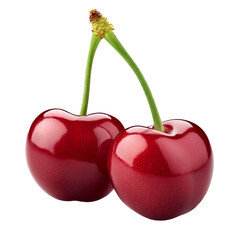 fresh cherry on white background, PNG file