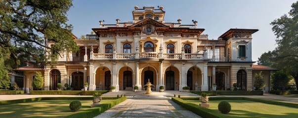 Wall Mural - Mediterranean mansion with ornate details.