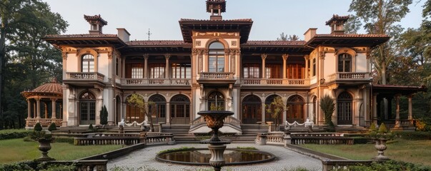 Wall Mural - Italianate villa with detailed ornamentation.