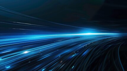 Poster - Abstract dark blue background with white streaks of light, creating a futuristic and dynamic feel.