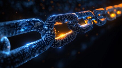 Blockchain Network: Digital Chain in Blue