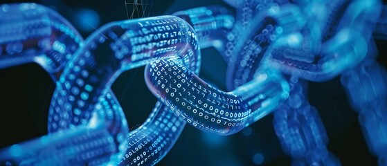 Blockchain Network: Digital Chain in Blue