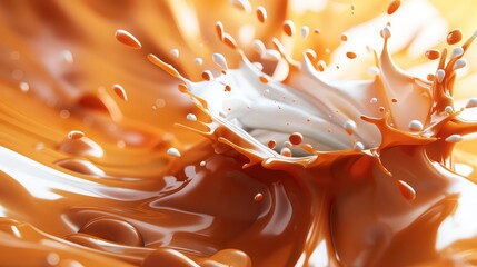 Wall Mural - a splash of white liquid in a sea of brown liquid, creating a dramatic and artistic visual.