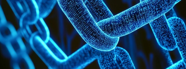 Blockchain Network: Digital Chain in Blue