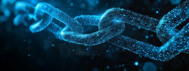 Blockchain Network: Digital Chain in Blue