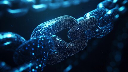 Blockchain Network: Digital Chain in Blue