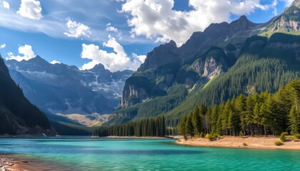 Poster - Majestic Mountain Lake Landscape.