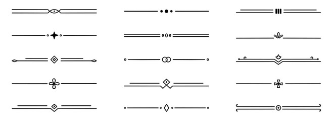 Wall Mural - text dividers doodle set. wedding decorative elements. divider ornament, borders, vintage line separ