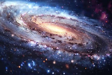 Wall Mural - spiral galaxy in deep space with glowing stars and cosmic dust