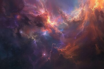 Wall Mural - glowing nebula and stars in the cosmos
