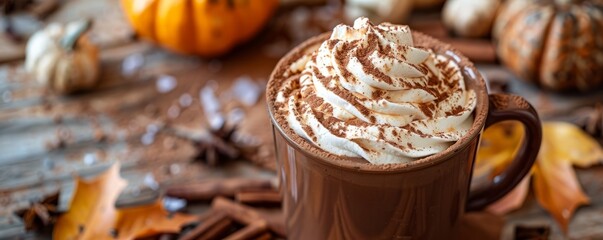 Hot chocolate with autumn whipped cream