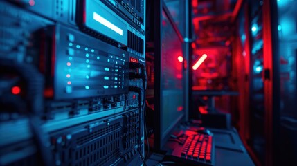 Poster - Row of servers in a server room setting