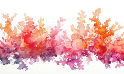 Wall Mural - Watercolor abstract coral formations on white.