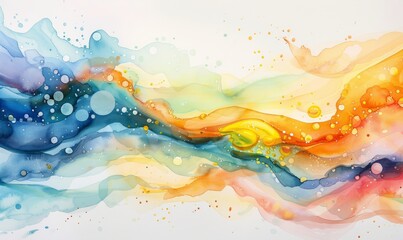 Wall Mural - Watercolor abstract morning dew on white.