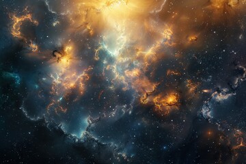 Wall Mural - glowing nebula and gaseous space clouds with stars