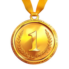 winner golden medal set isolated on transparent background. first place in competition. game champio