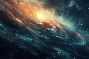 Canvas Print - Glowing Nebula and Gaseous Space Clouds