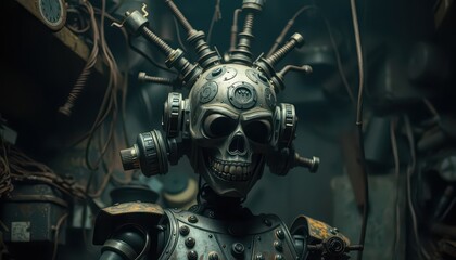 Poster - Steampunk Robot Skull