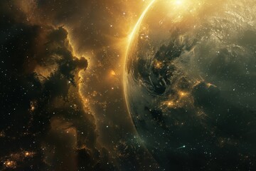 Wall Mural - glowing earth from space with comet