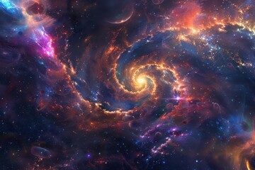 Wall Mural - breathtaking??of a colorful spiral galaxy with glowing stars and swirling nebulae.