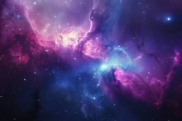 Wall Mural - majestic purple and blue nebula with stars in deep space