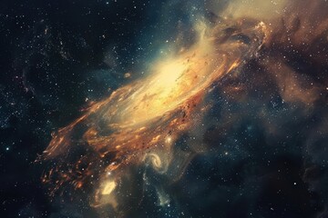 Wall Mural - glowing spiral galaxy with stars in deep space, illustrating the vastness and beauty of the universe