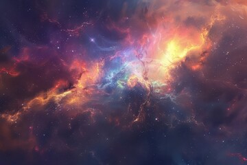 Wall Mural - glowing nebula and stars in deep space