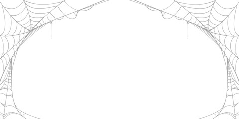 Wall Mural - halloween horizontal frame black cobweb on transparent background ilustration vector. halloween conc