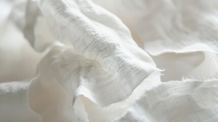 White linen fabric showcasing abstract shapes and texture with elegant folds