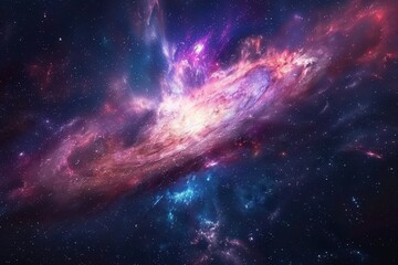 Wall Mural - Majestically spiraling vivid space nebula with bright shining stars