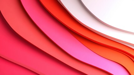 Poster - Curved layers of coral paper blend harmoniously in a minimalist arrangement, showcasing vibrant hues and design elegance