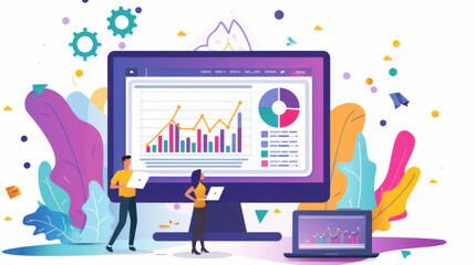 Wall Mural - The monitor displays a graph with a lot of data points