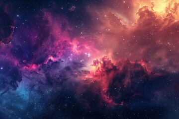 Wall Mural - colorful and vivid space nebula with bright stars and glowing dust clouds