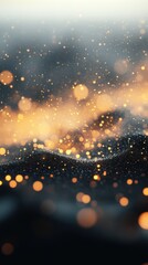 Wall Mural - golden lights dance across a textured black landscape, creating a mesmerizing, ethereal atmosphere