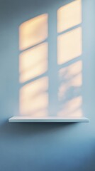 Poster - A bright, empty white shelf is softly lit by light spilling in from a window