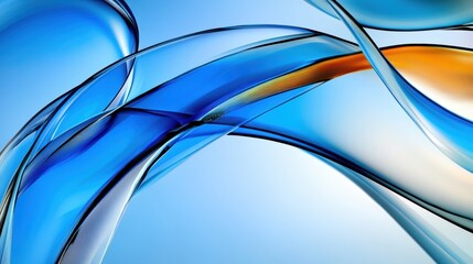 Poster - Flowing lines of blue and orange blend harmoniously, forming an intricate abstract composition