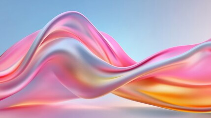 Poster - Flowing, colorful silk waves blend with soft hues in a tranquil atmosphere during the evening hours